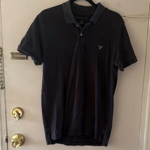 American Eagle Outfitters Men's Black Polo Shirt Black size Medium Slim Fit.